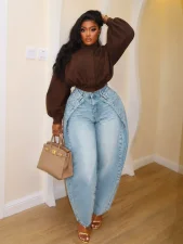 Casual Curved-Leg Jeans SH-391657