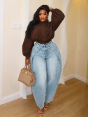 Casual Curved-Leg Jeans SH-391657