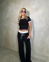 Short Sleeve T Shirt Sport Two Piece Pants Set GMYS-WL8336