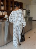 Polka Dot Printed Long Sleeve Two Piece Pants Set GMYS-JQ69105