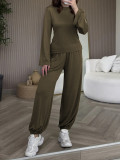 Solid Color Long Sleeve Two Piece Pants Set MIL-L419
