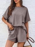 Short Sleeve Solid Color Sport Two Piece Shorts Set GMYS-LL9048