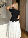 Color Block Short Sleeve Maxi Dress GAXB-D690DS
