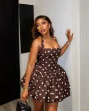 Polka Dot Printed Halterneck Mini Dress GMYU-11399