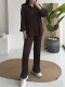 Long Sleeve Lapel Tops Two Piece Pants Set MIL-L420
