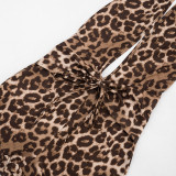 Leopard Printed Backless Halterneck Romper GAXB-M220RP