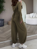 Solid Color Long Sleeve Two Piece Pants Set MIL-L419