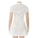 Short Sleeve Solid Color Mini Dress GAXB-D657DS