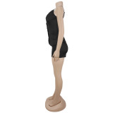Solid Color Sling Vest Two Piece Shorts Set BY-7801