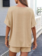 Short Sleeve Solid Color Sport Two Piece Shorts Set GMYS-LL9048