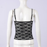 Lace Patchwork Sequin Tie Up Top GNZD-11718TBM