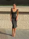 Deep V Neck Polka Dots Printed Midi Dress GAXB-D675DS