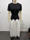Color Block Short Sleeve Maxi Dress GAXB-D690DS