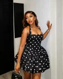 Polka Dot Printed Halterneck Mini Dress GMYU-11399