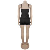 Solid Color Sling Vest Two Piece Shorts Set BY-7801