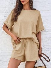 Short Sleeve Solid Color Sport Two Piece Shorts Set GMYS-LL9048