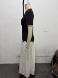 Color Block Short Sleeve Maxi Dress GAXB-D690DS