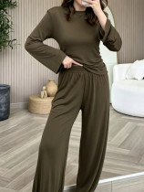Solid Color Long Sleeve Two Piece Pants Set MIL-L419
