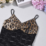 Lace Patchwork Sequin Tie Up Top GNZD-11718TBM