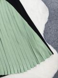 Contrast Color Lapel Peated Midi Dress GYLY-10948