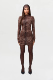 Printed Long Sleeve Mini Dress(With Headscarf) MZ-26023