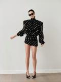 Polka Dot Printed Long Sleeve Mini Dress GAXB-A757DS