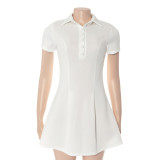 Short Sleeve Solid Color Mini Dress GAXB-D657DS