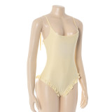 U Neck Tie Up Backless One Piece Swimsuit GAXB-A739BS