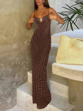Polka Dot Printed Sling Maxi Dress GAXB-W574DS