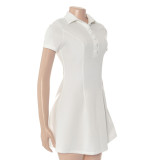 Short Sleeve Solid Color Mini Dress GAXB-D657DS