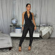 Hot Drill Backless Tie Up Jumpsuit BY-7858