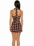 Polka Dot Printed Sleeveless Midi Dress GAXB-W677DS