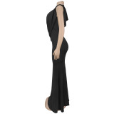Sleeveless Solid Color Hollow Out Maxi Dress BY-7857