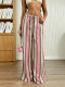 Loose Stripe Drawstring Wide Leg Pants GMYS-WL8380