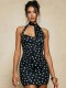 Polka Dot Printed Backless Mini Dress GAXB-W673DS