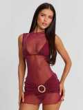 See Through Mesh Sleeveless Mini Dress GAXB-W622DS