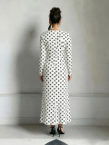Polka Dot Printed Lace Edge Maxi Dress GAXB-W676DS