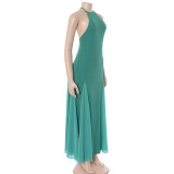 Sleeveless Solid Color Backless Maxi Dress GAXB-A737DS
