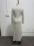 Polka Dot Printed Lace Edge Maxi Dress GAXB-W676DS
