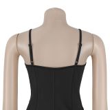 Solid Color Sling Vest Two Piece Shorts Set BY-7801