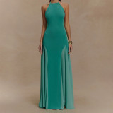 Sleeveless Solid Color Backless Maxi Dress GAXB-A737DS