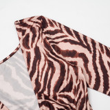 Stripe Printed Hollow Out Two Piece Pants Set MXBF-J26ST477