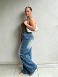 Plus Size Fashion Raw Edge Straight Jeans GYLN-5710