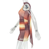 Slash Neck Color Block Mini Dress GJYO-JD305969
