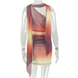 Slash Neck Color Block Mini Dress GJYO-JD305969