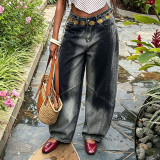 Plus Size Color Block Gradient Loose Jeans GYLN-0476