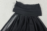 Solid Color Mesh Off Shoulder Two Piece Pants Set GJYO-JS919277