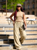 Plus Size Double-breasted Rope Casual Pants GYLN-4550