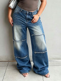 Plus Size Fashion Raw Edge Straight Jeans GYLN-5710