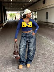 Plus Size Washed Straight Jeans GYLN-6240